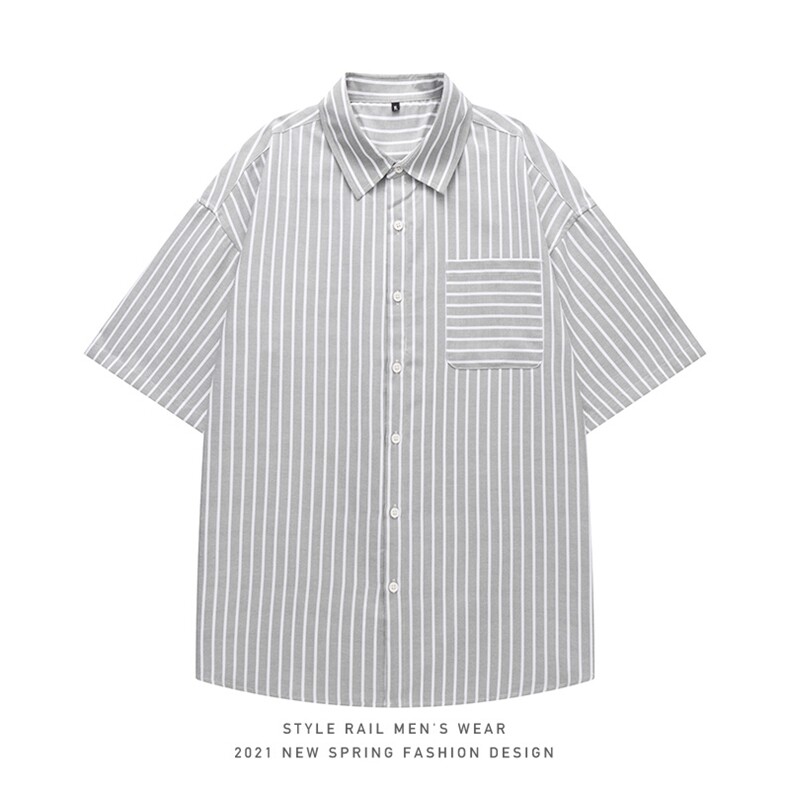 2021年夏季新款条纹衬衫男白底平铺宽松衬衫DS-C407-CS306-P35,男装衬衫,电商C323-1