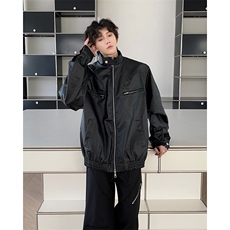 美式复古皮衣外套男春秋季痞帅潮牌休闲宽松pu皮夹克JK85511-P73，男装夹克，星座1008