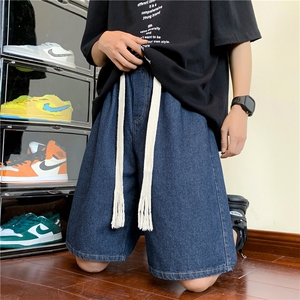 夏季潮牌牛仔短裤男款宽松百搭编织带五分裤做旧短裤DK852特批34图片
