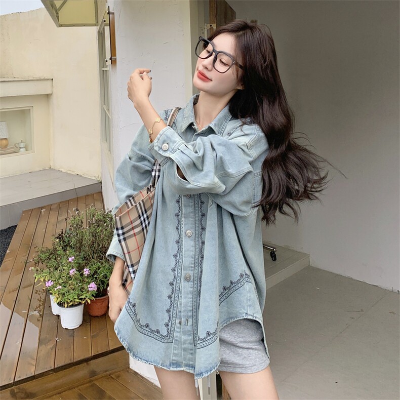 新品重工牛仔衬衫外套5575-P155-K258,女装衬衫,2C275