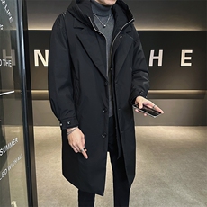 店主分2025年新款男士假两件中长款保暖风衣羽绒服YR8089-P300，男装风衣，电商D240-242