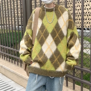 美式复古慵懒风针织衫男女红色百搭2024年秋冬新款毛衣潮宽松图片