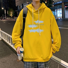 WY2143-P35加绒款-P40纯棉连帽卫衣男大码运动帽衫宽松薄外套男，男装卫衣，电商A040