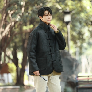 风棉衣男新款皮毛一体大衣夹克羊羔绒外套保暖棉服1215-p178图片