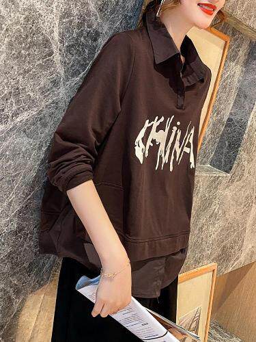 水洗针织拼接t恤，其它，平凡人生