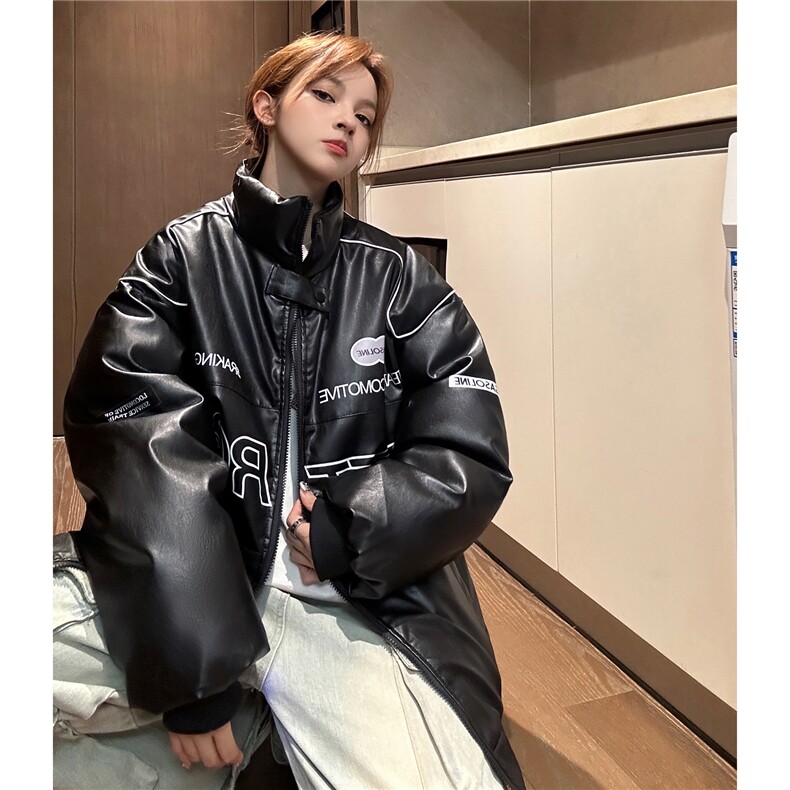 2025新款美式PU皮棉衣冬季加厚棉服潮牌机车外套insD233P100,男装棉衣,电商A335-1（原A458）