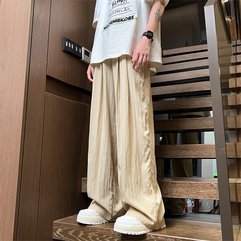 06山本裤男潮薄款冰丝阔腿裤垂感宽松拖地裤XZ211-1-K2419-P40,男装休闲裤,星座211-1