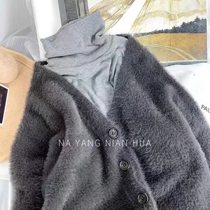 美式潮牌针织开衫外套男2025春秋冬季V领毛衣慵懒风打底外穿上衣图片