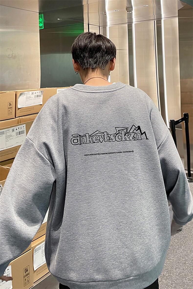 华夫格！华夫格上衣男圆领华夫格卫衣男大码长袖t恤男HY187-P30,男装卫衣,电商B367
