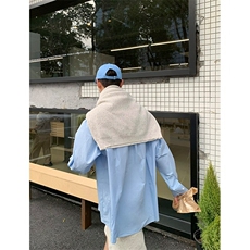 日系复古工装口袋长袖衬衫男女春秋中性风休闲宽松百搭衬衣外套潮，男装衬衫，星座506A