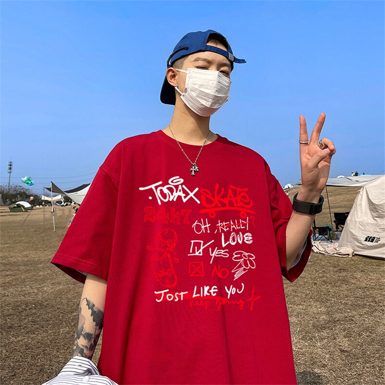 可设48小时发货支持抖音得物来样二开230克重磅美式短袖t恤MT331,男装T恤,电商A486-1