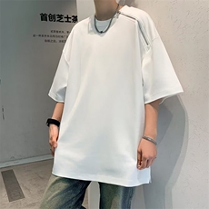 夏季男拉链潮流宽松服潮牌学生短袖T恤五分袖T恤1261P33，男装T恤，星座410-2