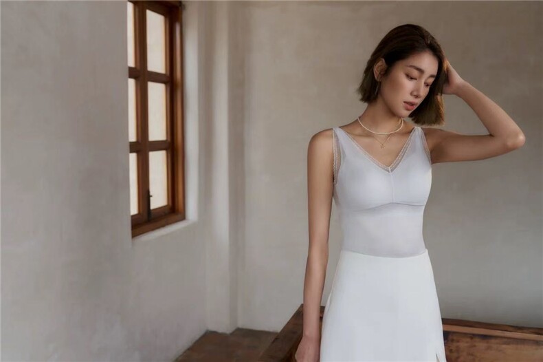 春秋新款纯色无袖背心裙v领简约修身长款女,针织衫/毛衣,洛丽兰可
