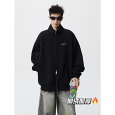 加绒常规P70加绒P80美式潮复古百搭休闲重磅拉链开衫卫衣，男装卫衣，电商D205