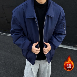 短款教练飞行夹克冬季夹棉加厚复古外套棉服男 5D1180-TP5598图片