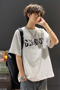 现货502-2-FT106-P40设计感字母印花短袖男图片