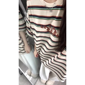 H0538- P35休闲条纹短袖t恤女图片