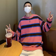 春秋季条纹毛衣男软糯温柔慵懒风宽松复古ins风宽松休闲款针织衫，男装针织衫/毛衣，星座1013