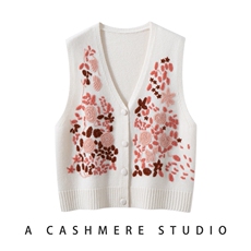 2025年秋季时尚百搭通勤简约休闲重工绣花V领加厚马甲，女装马甲，绒歆坊