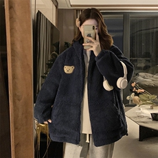 学生羊羔毛棉服外套女冬季宽松可爱加绒加厚毛茸茸棉衣C482-110，男装棉衣，星座911-2(原星座613-2）