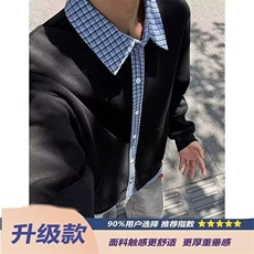CS59-P45美式重磅灰色空气层棒球服外套男春季简约宽松百搭开衫，女装短外套，电商B323A