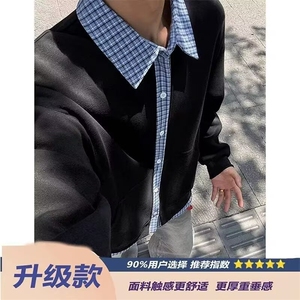 CS59-P45 美式重磅灰色空气层棒球服外套男春季简约宽松百搭开衫图片