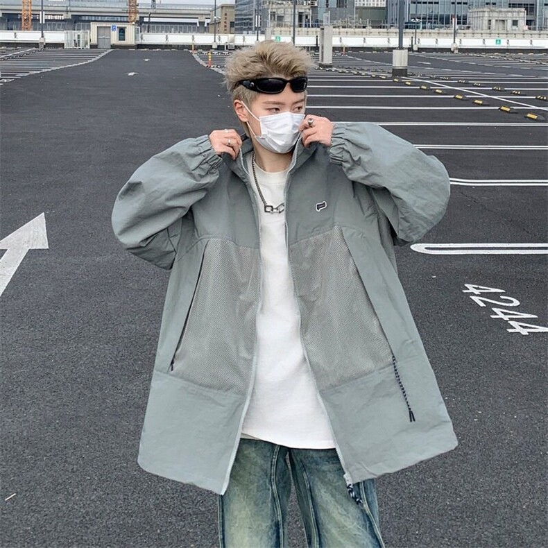 夏季速干防晒大网兜冰感薄外套男女户外运动潮牌遮阳服透气舒适潮,男装夹克,星座813-2