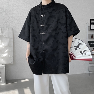 8XL-M  特大码新中式衬衫男复古风垂感短袖衬衫外套CS512P48图片