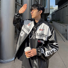 主推美式复古拼接pu机车服情侣加厚皮衣夹克棉衣外套PY6625-P90，男装夹克，星座307A
