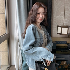 新款现货主推门襟花边牛仔外套2515-P135-K198，女装短外套，2C129