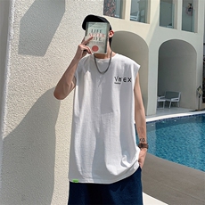 夏季港风t恤男宽松大码纯棉运动背心坎肩潮牌无袖BX007P25，男装背心/马甲，星座1204-3