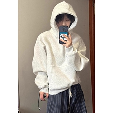 抖音得物高品质二开26春装美式高街重磅短款结构廓形连帽卫衣W75，男装卫衣，电商A486-1