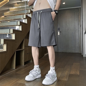夏季薄款速干短裤潮牌条纹撞色百搭沙滩休闲运动短裤图片
