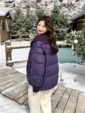 韩系针织翻领90白鸭绒羽绒服2C267-973-P385-K499，女装羽绒服，茵姿媚