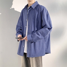 2026春夏格子衬衫学生男女情侣长袖港风外套，男装衬衫，星座1206-1（原A206-1）
