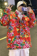 MY207风盘扣加厚保暖东北大花棉衣外套大码男女特色花棉袄潮，男装棉衣，星座115A(原星座507）