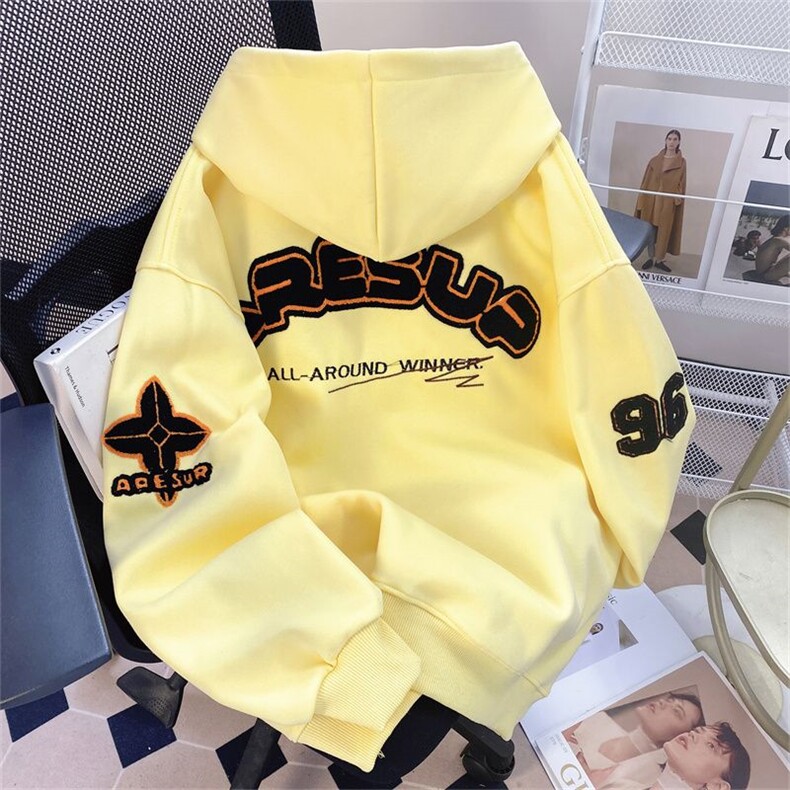 万针刺绣结构设计重磅秋冬全棉高品质美式高街连帽卫衣外套Y7682，男装卫衣，电商A486-1