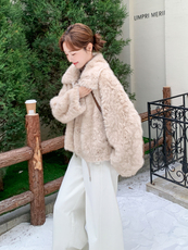 25冬季新款韩系小香风翻领花狐毛绒绒短外套2B138-801-P190K280，女装短外套，2B138