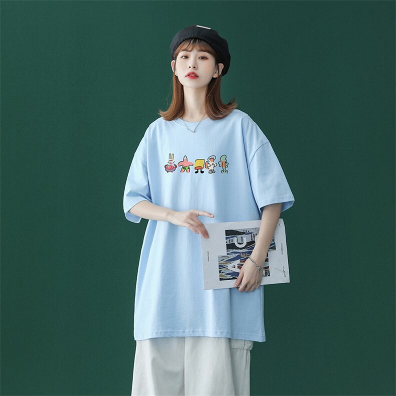 中性2022夏季新款海绵宝宝可爱图案情侣短袖T恤T1079P25控38,女装T恤,A247A