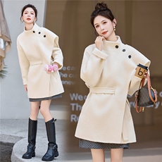 现货网红同款2025年冬季新款时尚休闲双面绵羊毛毛呢大衣外套女，女装双面呢大衣，琦鑫阁（原依鑫阁）