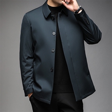 2023年新款冬季中年男士翻领纯色羽绒服厚款保暖休闲白鸭绒外套，男装羽绒服，电商B212（原钱塘6029）