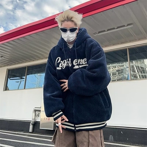 美式刺绣羊羔毛棉衣男冬季加厚保暖棉袄外套  LW69 P58图片
