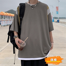 冰氧仿棉短袖港风夏季休闲百搭撞色印花男上衣TC3157-P25控48，男装T恤，星座717