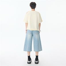 夏季牛仔裤高腰阔腿宽松七分裤简约百搭牛仔裤子女休闲YD709-P60，男装牛仔裤，星座509