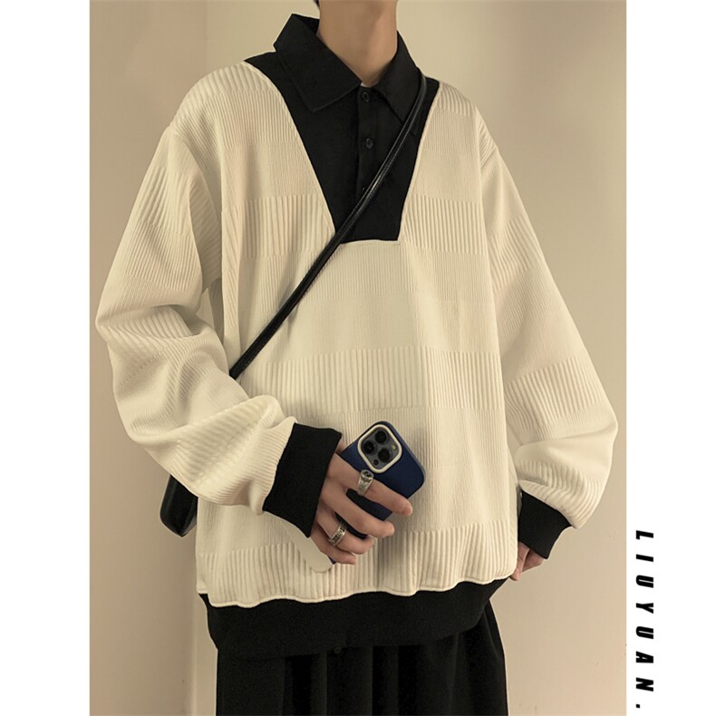 卫衣男痞子帅气韩版潮流拼色2024冬季新款ins宽松外套W4425-P37图片