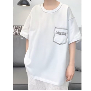 设计感假口袋T恤男短袖夏季宽松五分袖体恤潮流情侣衣服ST528-P34图片