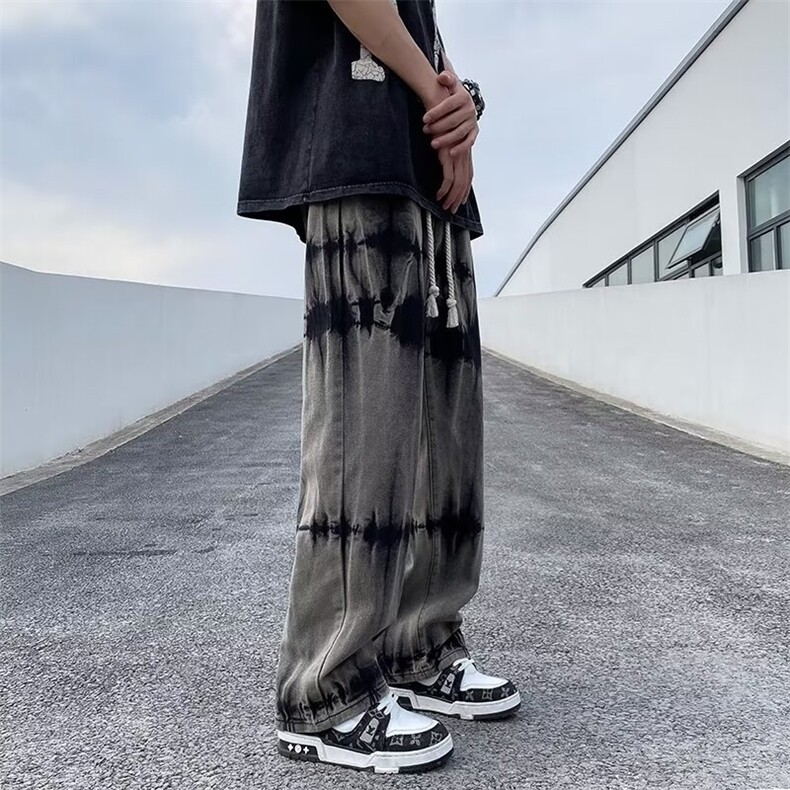 1506A/G0900/P42美式重磅黑色直筒裤子春季潮牌微喇图片