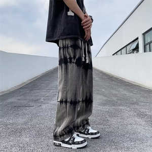 1506A/G0900/P42美式重磅黑色直筒裤子春季潮牌微喇图片