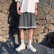 高街条纹短裤男夏季百搭外穿运动裤港风潮牌宽松休闲五分裤子，男装休闲裤，星座716-4