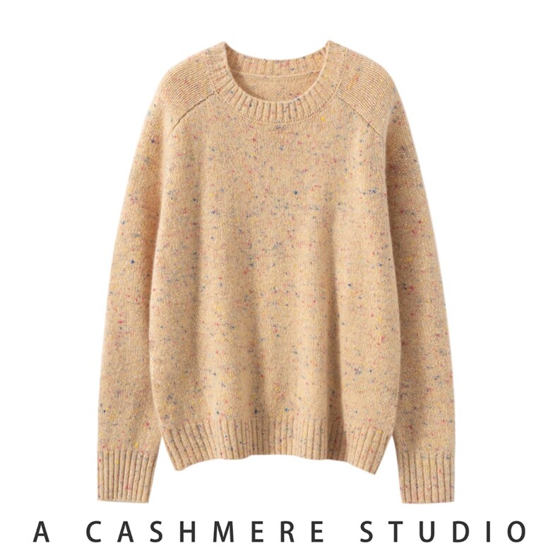 2026年秋季宽松通勤七彩宽松加厚圆领羊绒衫女，女装羊绒衫，朵沐纯羊绒